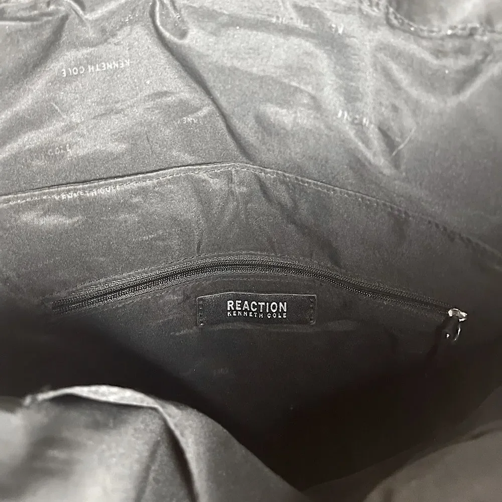 Kenneth Cole Reaction Black Purse Printed Brand Large Bag Adjustable Silver EUC‍ - Picture 5 of 14